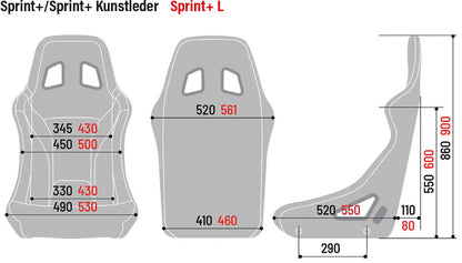 Sparco Sprint+ - dimensiuni si masuri tehnice