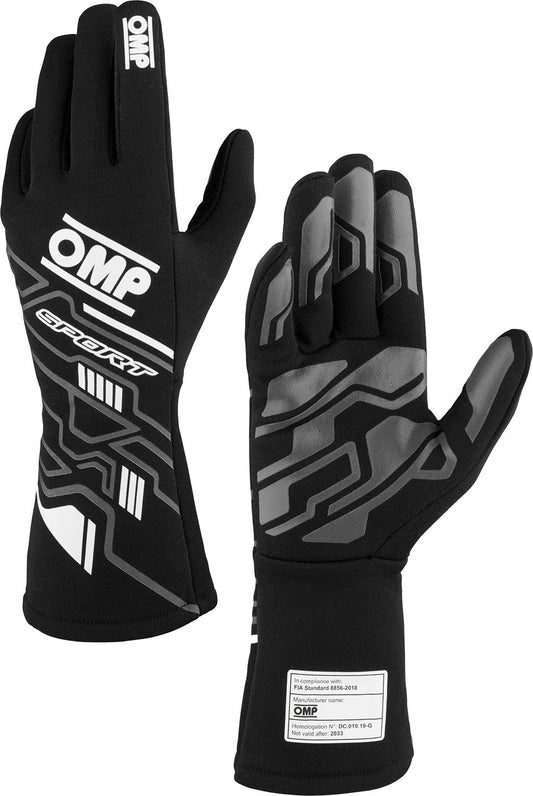 OMP Mănuși Motorsport Sport FIA 8856-2018 — Negru/Alb