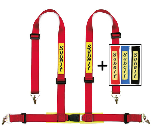 Sabelt Sportgurt ECE centura sport 4 puncte rosie - vedere frontala