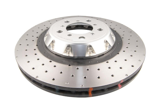Disc Frână DBA 5000 Series Crossed Drilled & Dimpled Silver Hat - BMW M2 Competition F87 (2018-) Față