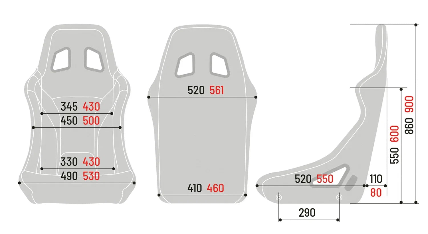 Sparco Sprint+ L vs Sprint+ - comparatie dimensiuni