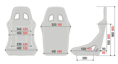 Sparco Sprint+ L vs Sprint+ - comparatie dimensiuni